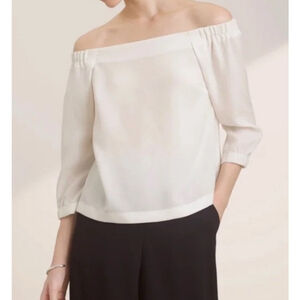 Aritzia Babaton White Off Shoulder Blouse XXS
